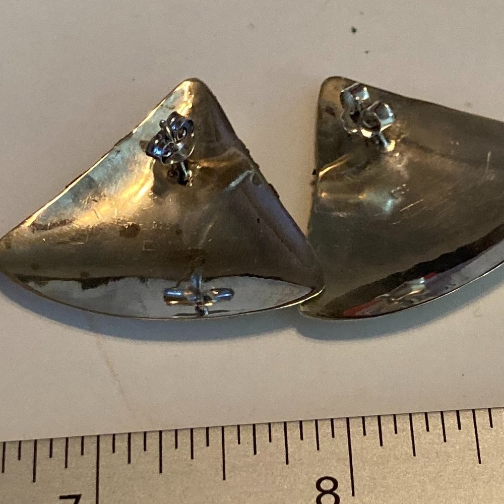 Distinctive Triangular Sterling Silver Post Earri… - image 6